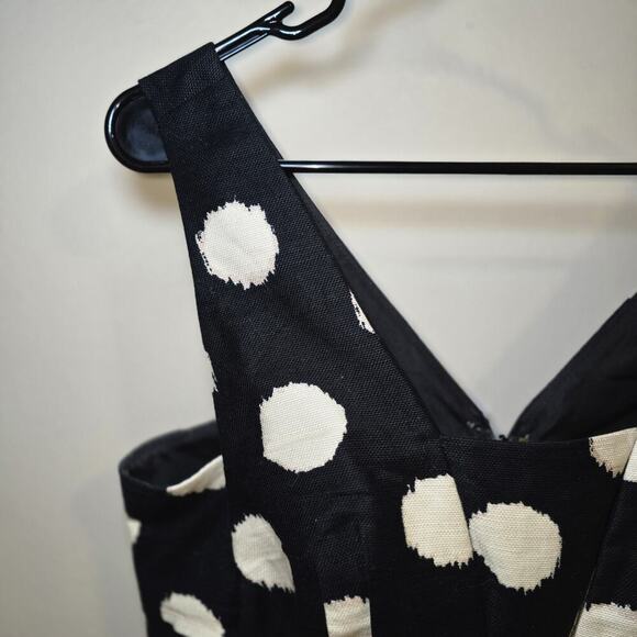 LOFT Petites size 10P Black White Polka Dot Fit & Flare Sleeveless Dress - Picture 15 of 16